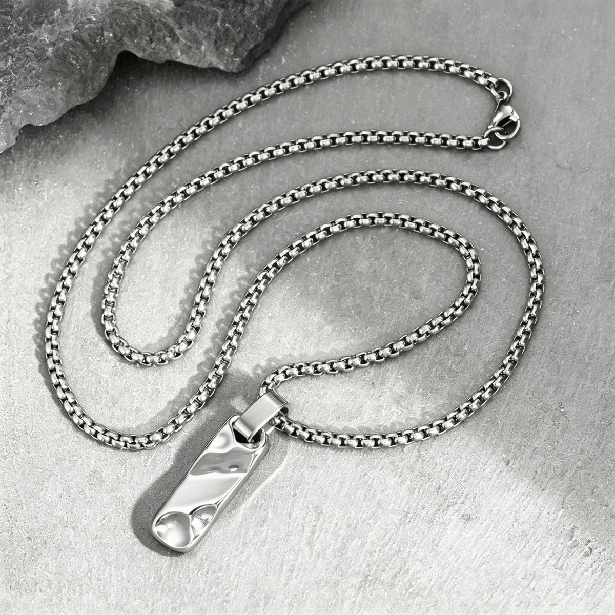 Collier Pendentif Homme Barre Acier Inoxydable