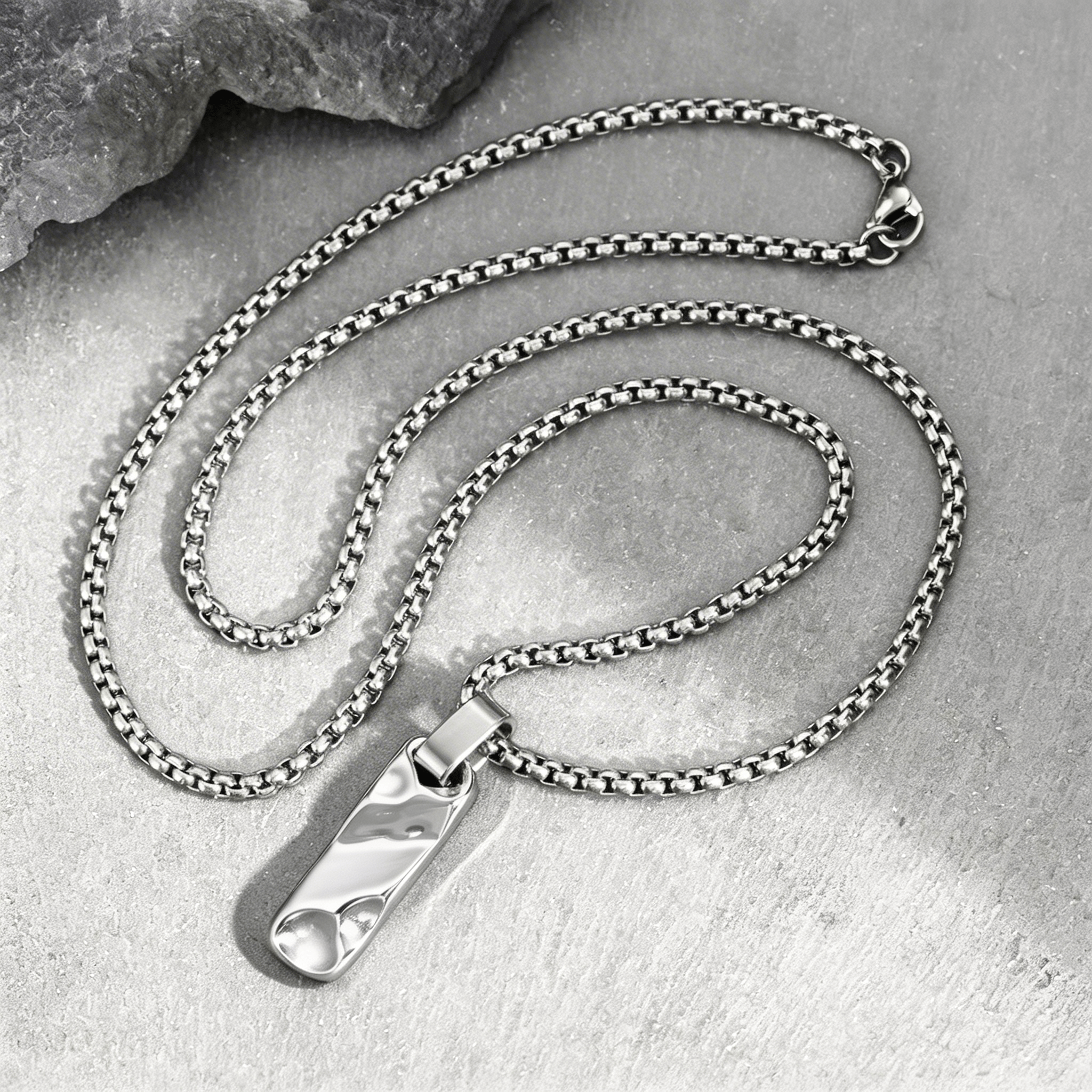 Collier Pendentif Homme Barre Acier Inoxydable
