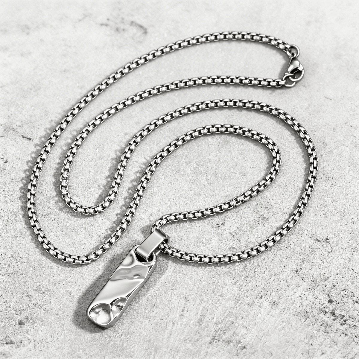 Collier Pendentif Homme Barre Acier Inoxydable