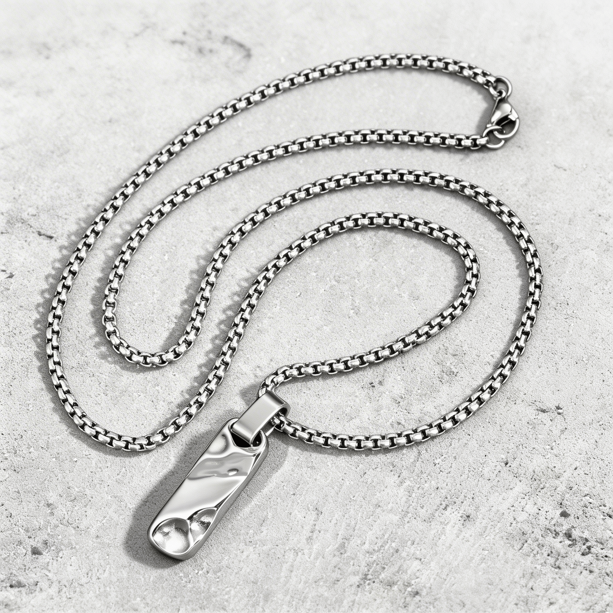 Collier Pendentif Homme Barre Acier Inoxydable