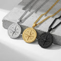 Collier Pendentif Boussole Homme Acier
