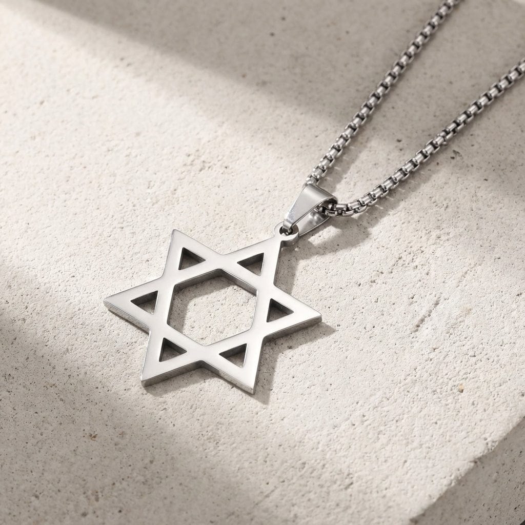 Collier Pendentif Étoile de David Acier Inoxydable