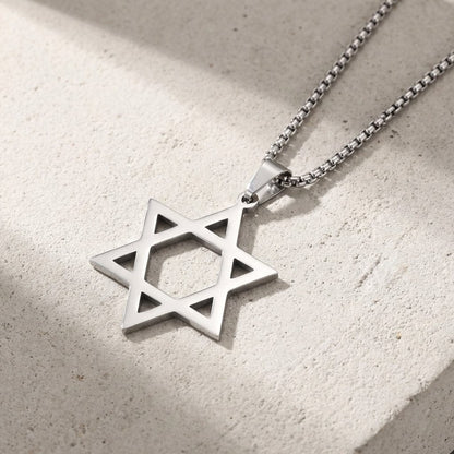 Collier Pendentif Étoile de David Acier Inoxydable