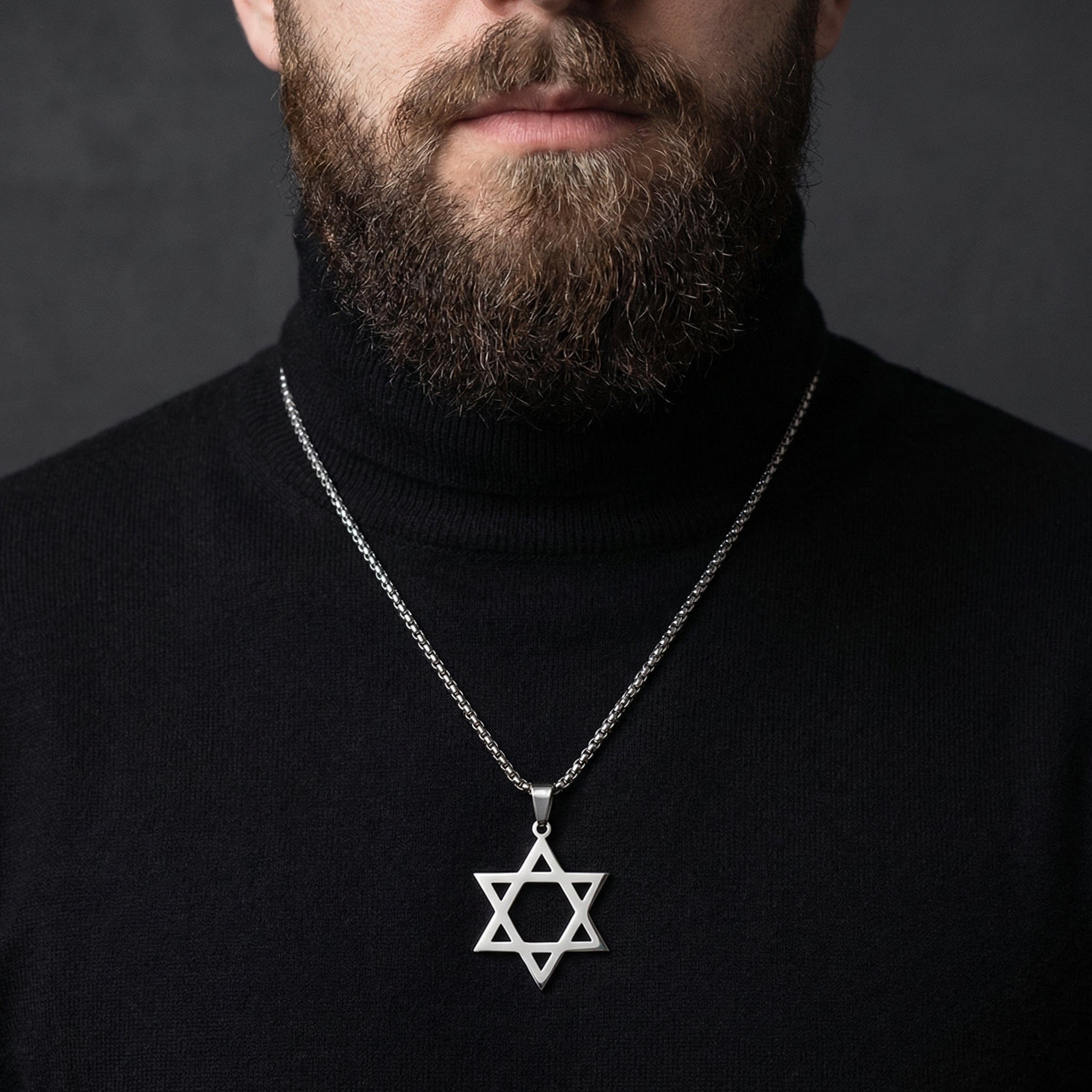 Collier Pendentif Étoile de David Acier Inoxydable