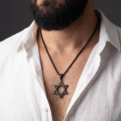 Collier Pendentif Étoile de David Acier Inoxydable