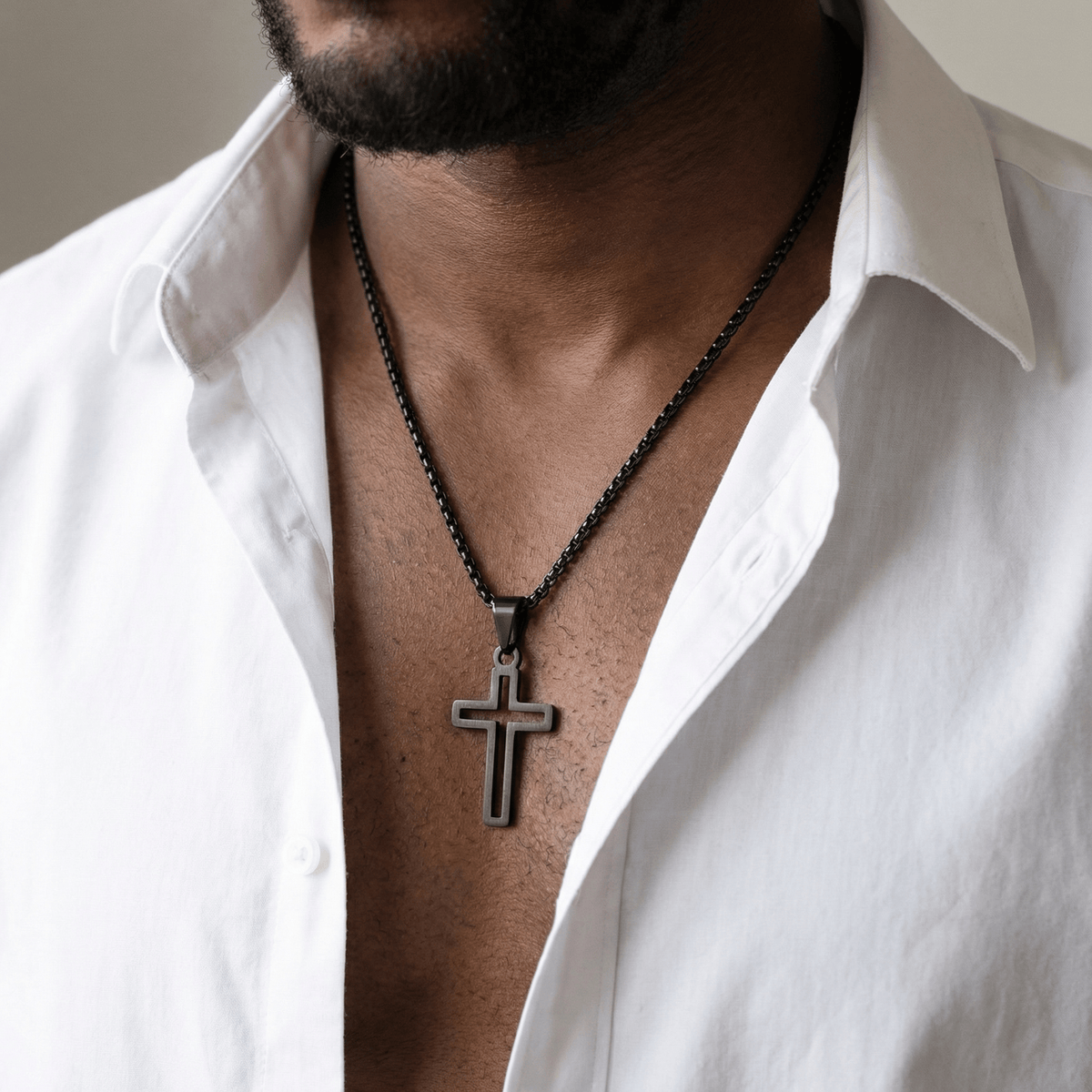Collier Homme Pendentif Croix Acier Inoxydable