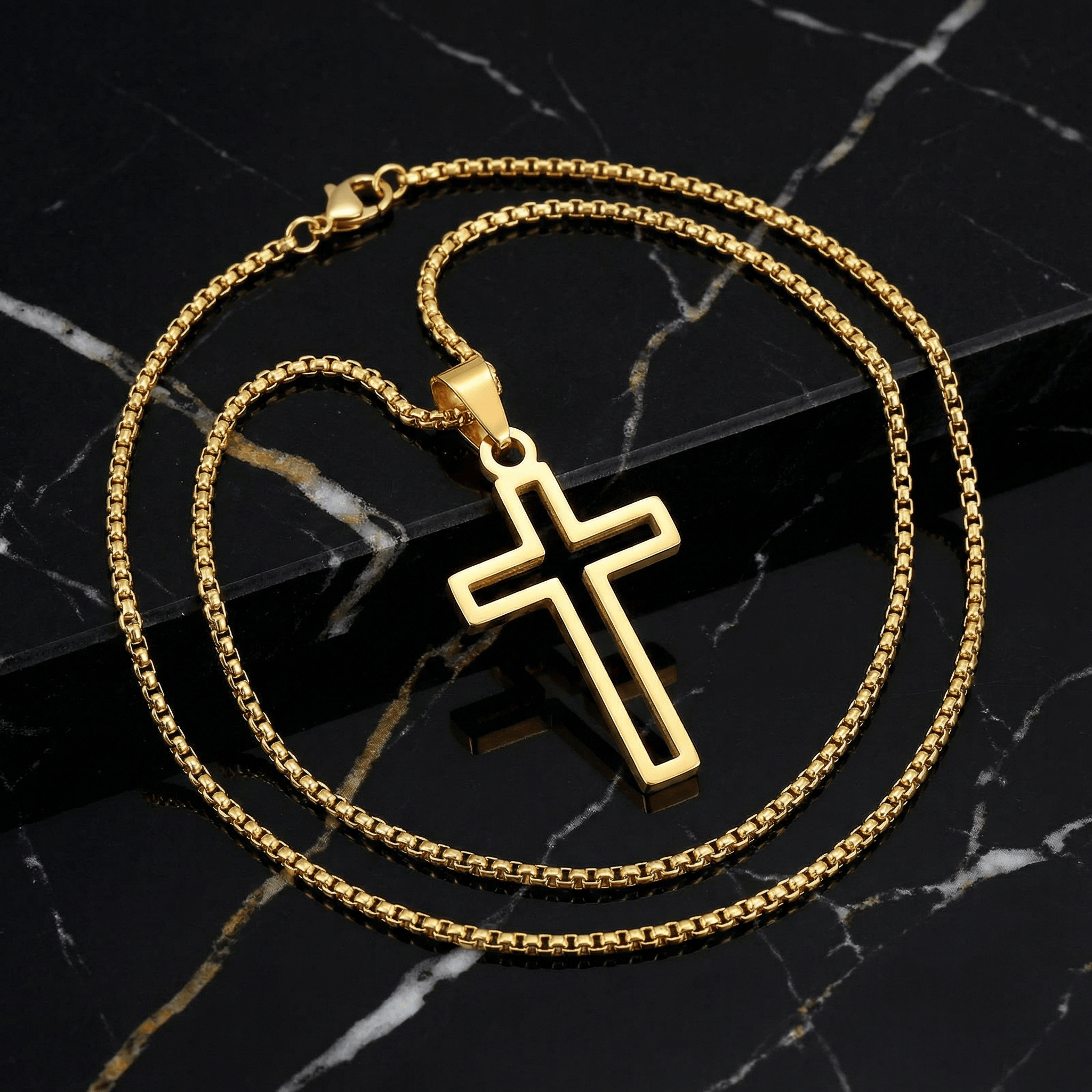 Collier Homme Pendentif Croix Acier Inoxydable