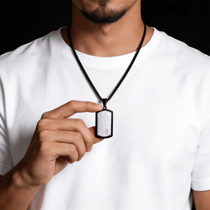 Collier Pendentif Homme Zircon Acier Inoxydable
