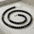 Collier Perle Homme Pierre de Lave Acier