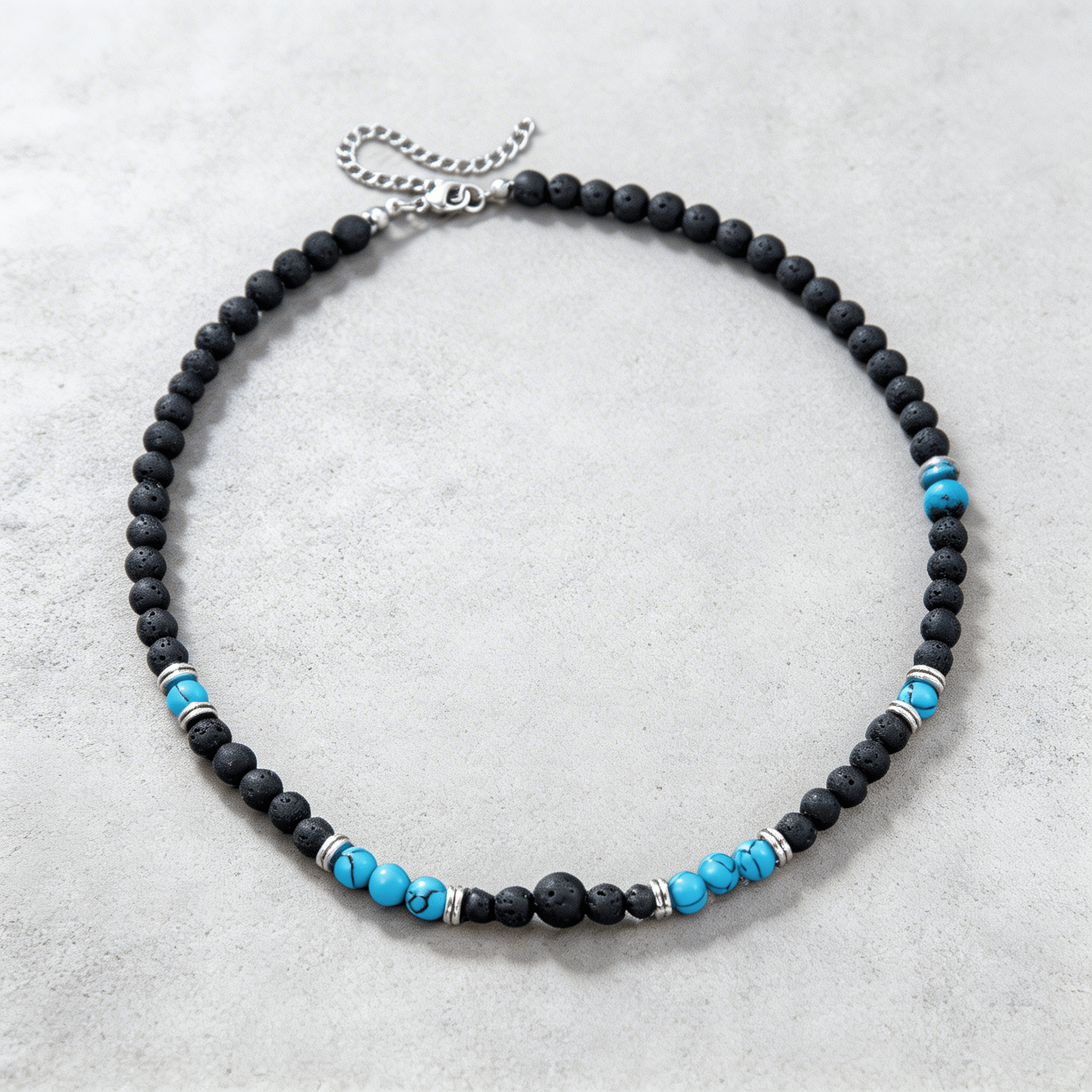 Collier Homme Pierre Turquoise Acier Inoxydable