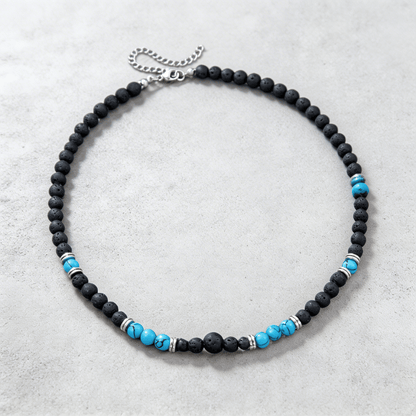 Collier Homme Pierre Turquoise Acier Inoxydable