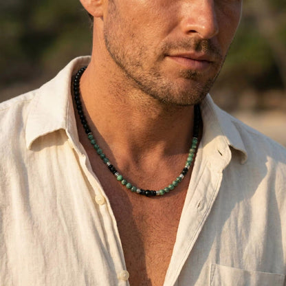 Collier Homme Pierre Turquoise Acier Inoxydable