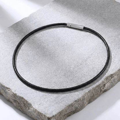 Collier Cordon Homme Tressé Noir Acier Inoxydable