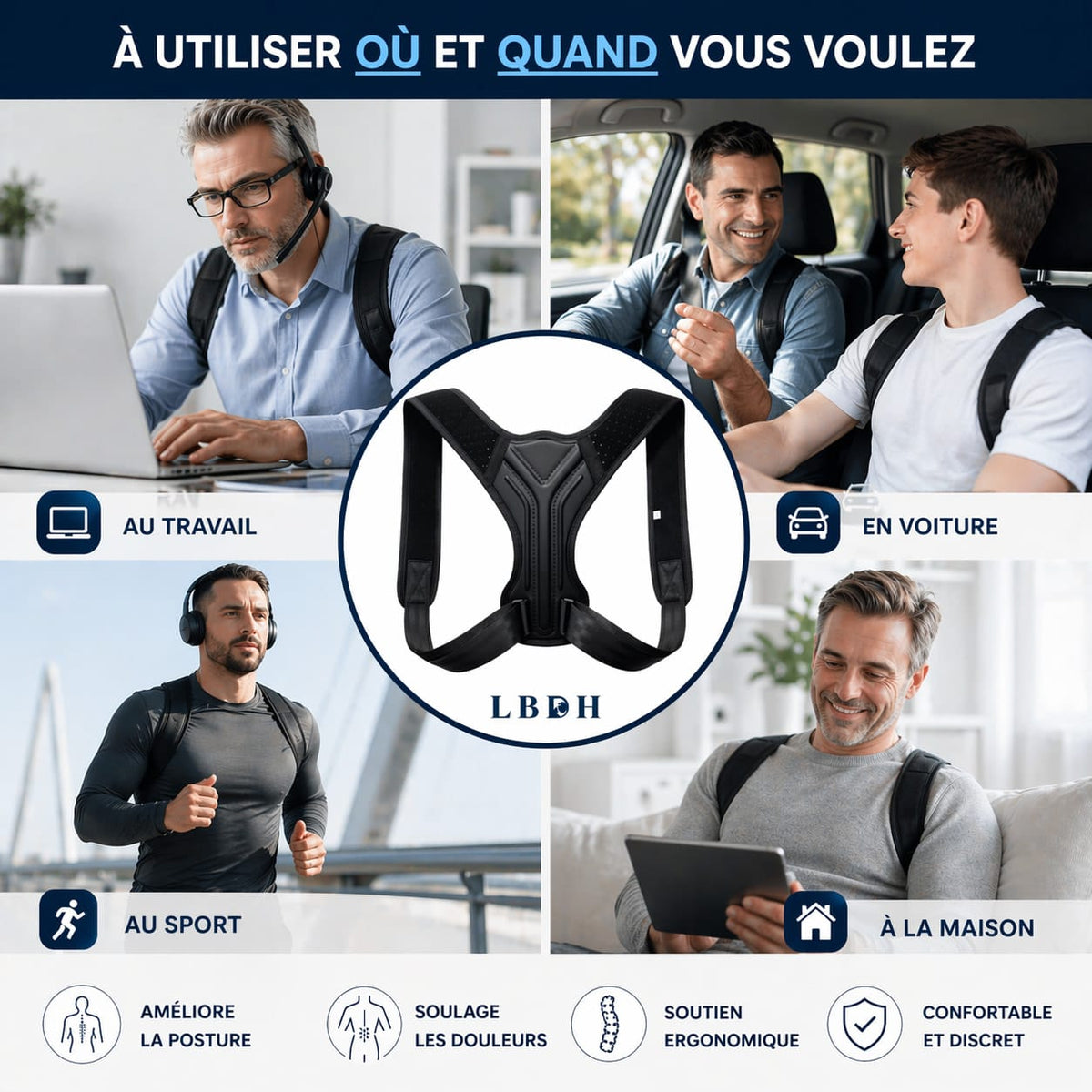 Correcteur de posture dos et épaule