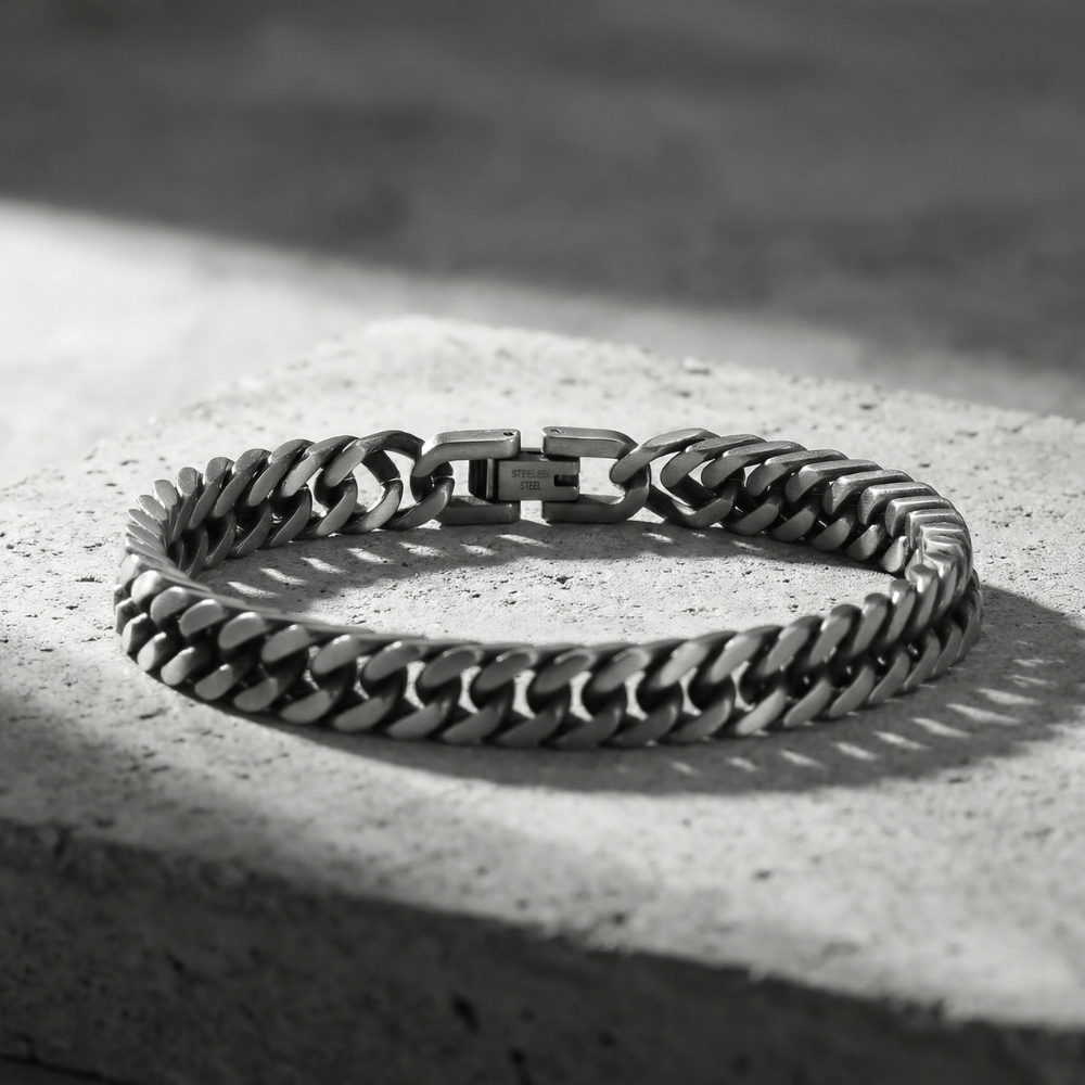 Gourmette Bracelet Homme Argent Maille Cubaine