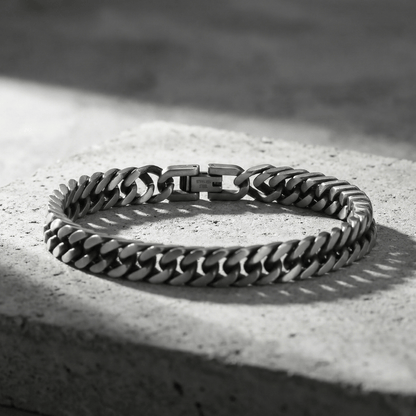 Gourmette Bracelet Homme Argent Maille Cubaine