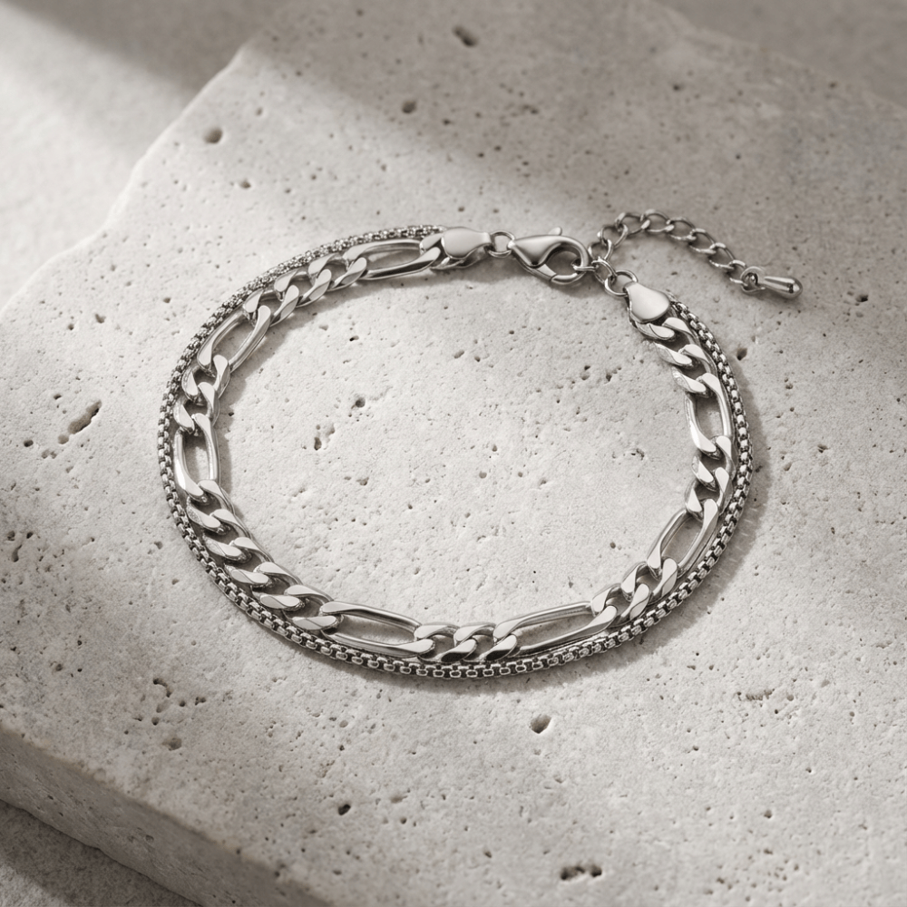 Gourmette Fine Homme Bracelet Double Chaîne