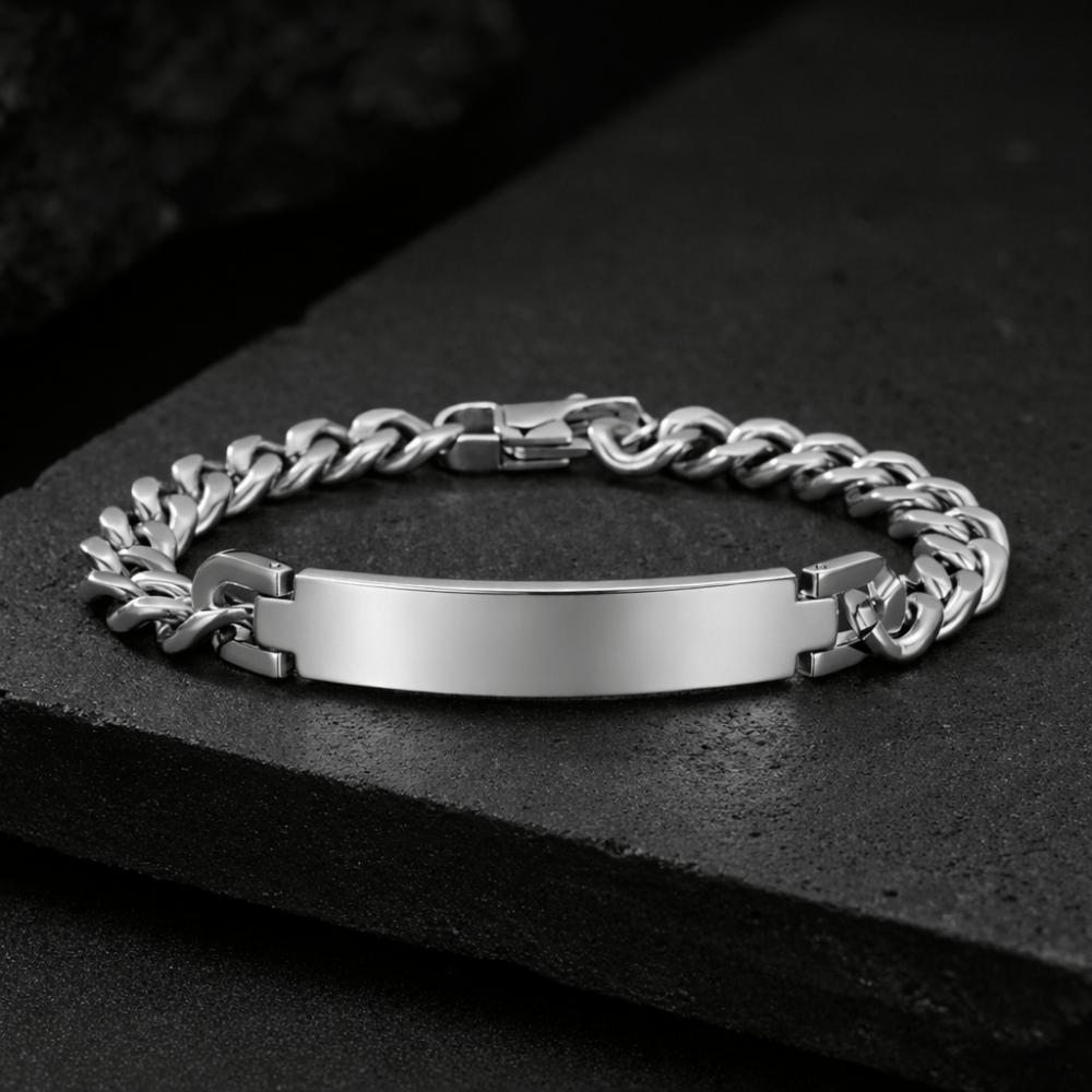 Gourmette Homme à Graver Prénom Bracelet Acier Inoxydable