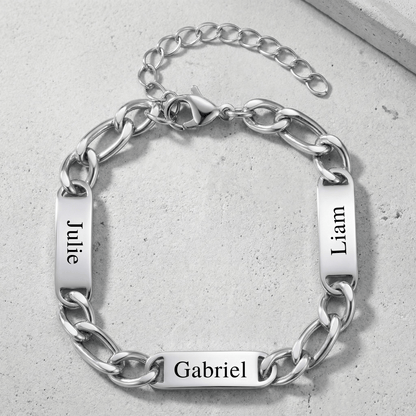 Gourmette Homme Argent Prénoms Gravés Personnalisable