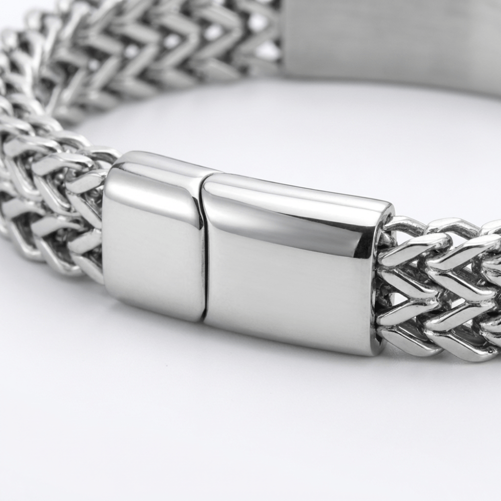 Gourmette Homme Argent Personnalisée Grosse Maille Acier