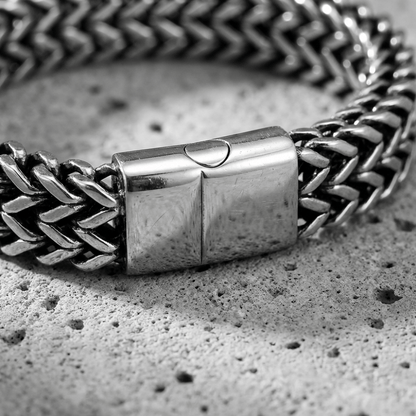 Gourmette Homme Moderne Maille Tressée Bracelet Acier