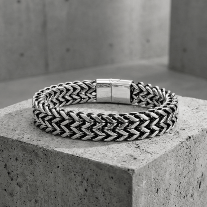 Gourmette Homme Moderne Maille Tressée Bracelet Acier