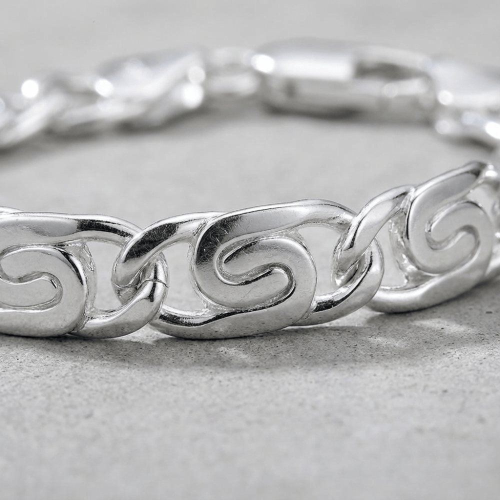 Bracelet Gourmette Homme Argent Maille Escargot