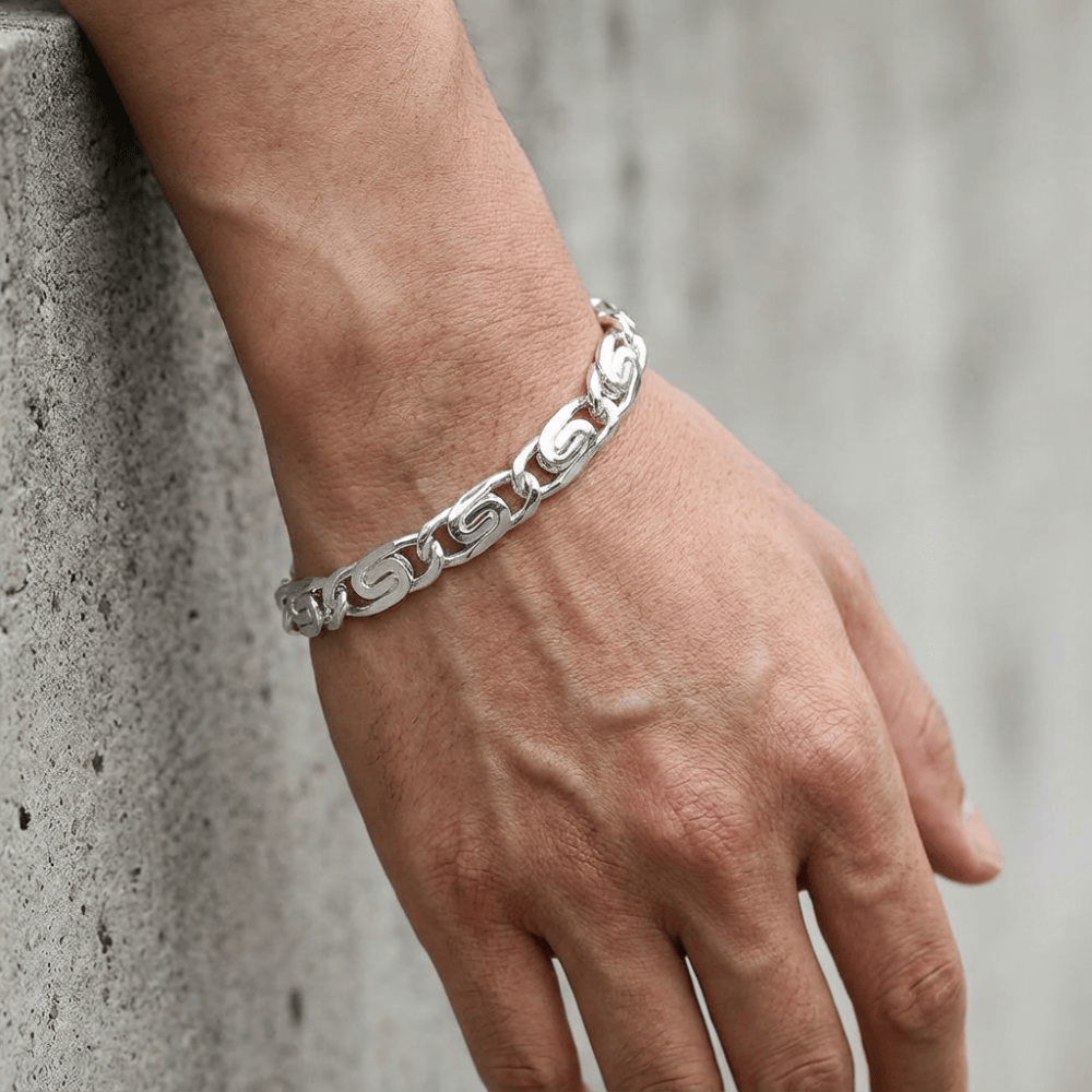 Bracelet Gourmette Homme Argent Maille Escargot