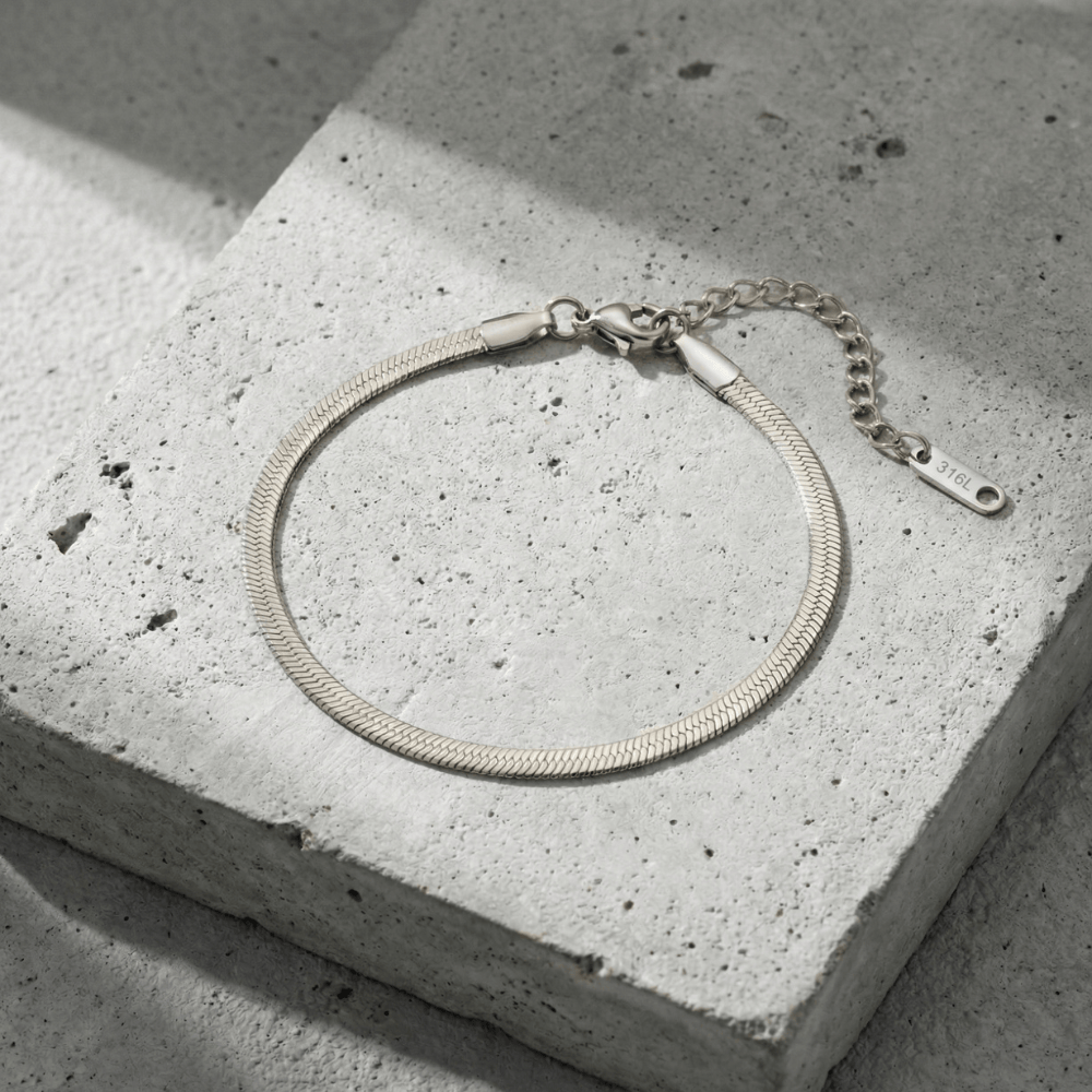 Gourmette Homme Plaqué Or Maille Serpent Bracelet Acier