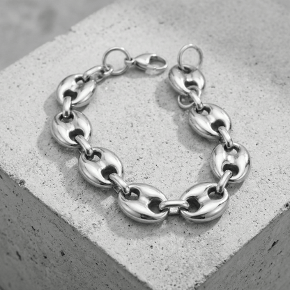 Gourmette Homme Grain de Café Bracelet Acier Inoxydable