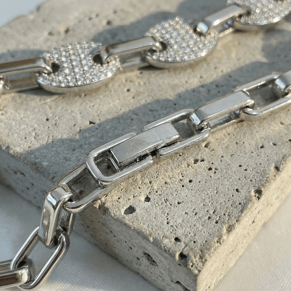 Bracelet Gourmette Grain de Café Homme Pavé Diamant