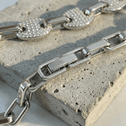 Bracelet Gourmette Grain de Café Homme Pavé Diamant