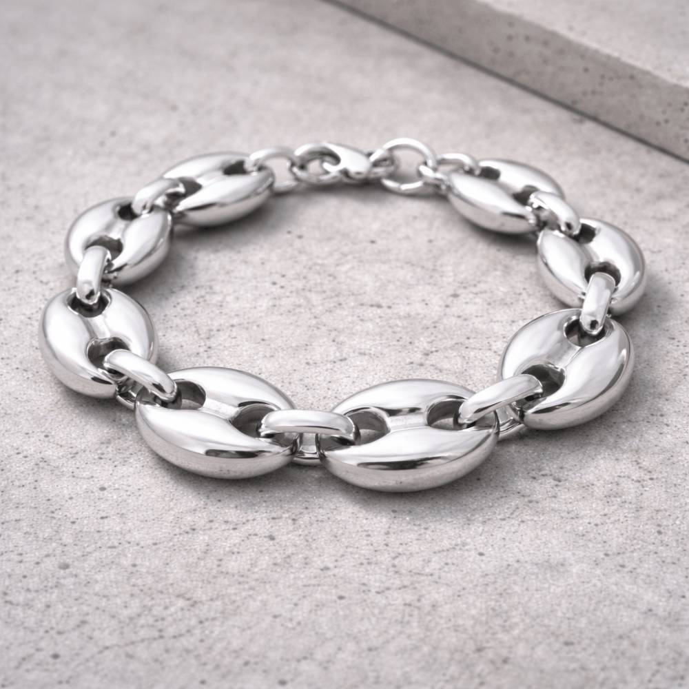 Gourmette Homme Grain de Café Bracelet Acier Inoxydable