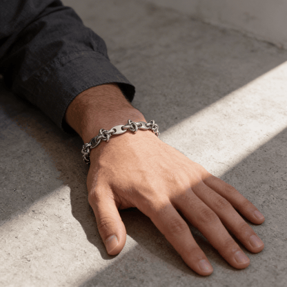 Bracelet Gourmette Grain de Café Maille Nœud Acier
