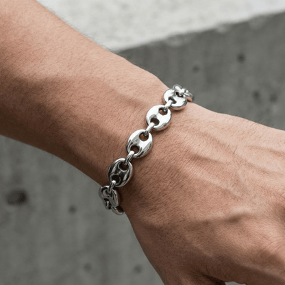 Gourmette Homme Grain de Café Bracelet Acier Inoxydable