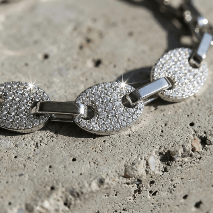 Bracelet Gourmette Grain de Café Homme Pavé Diamant