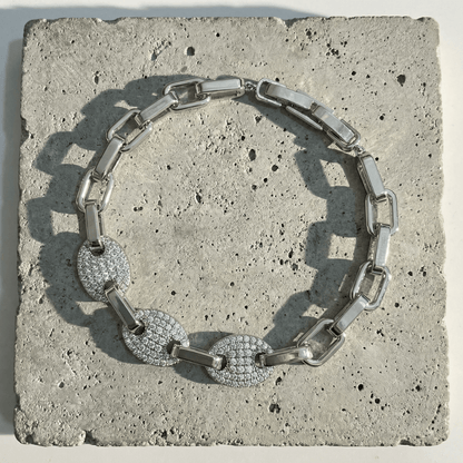 Bracelet Gourmette Grain de Café Homme Pavé Diamant