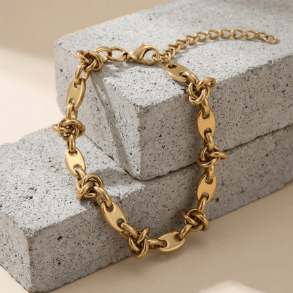 Bracelet Gourmette Grain de Café Maille Nœud Acier