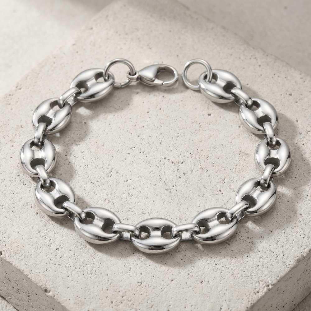 Gourmette Homme Grain de Café Bracelet Acier Inoxydable