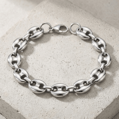 Gourmette Homme Grain de Café Bracelet Acier Inoxydable
