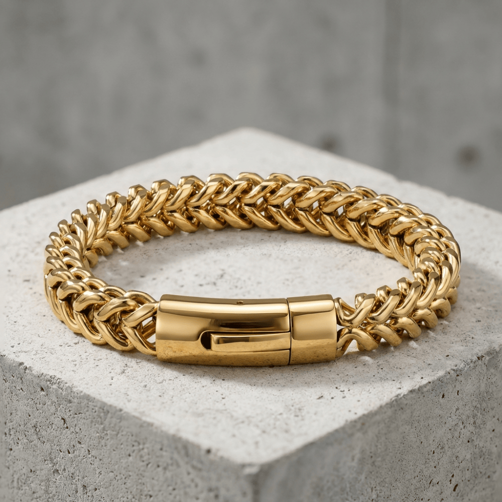 Gourmette Homme Luxe Bracelet Maille Franco Acier