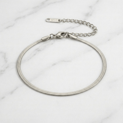 Gourmette Homme Plaqué Or Maille Serpent Bracelet Acier