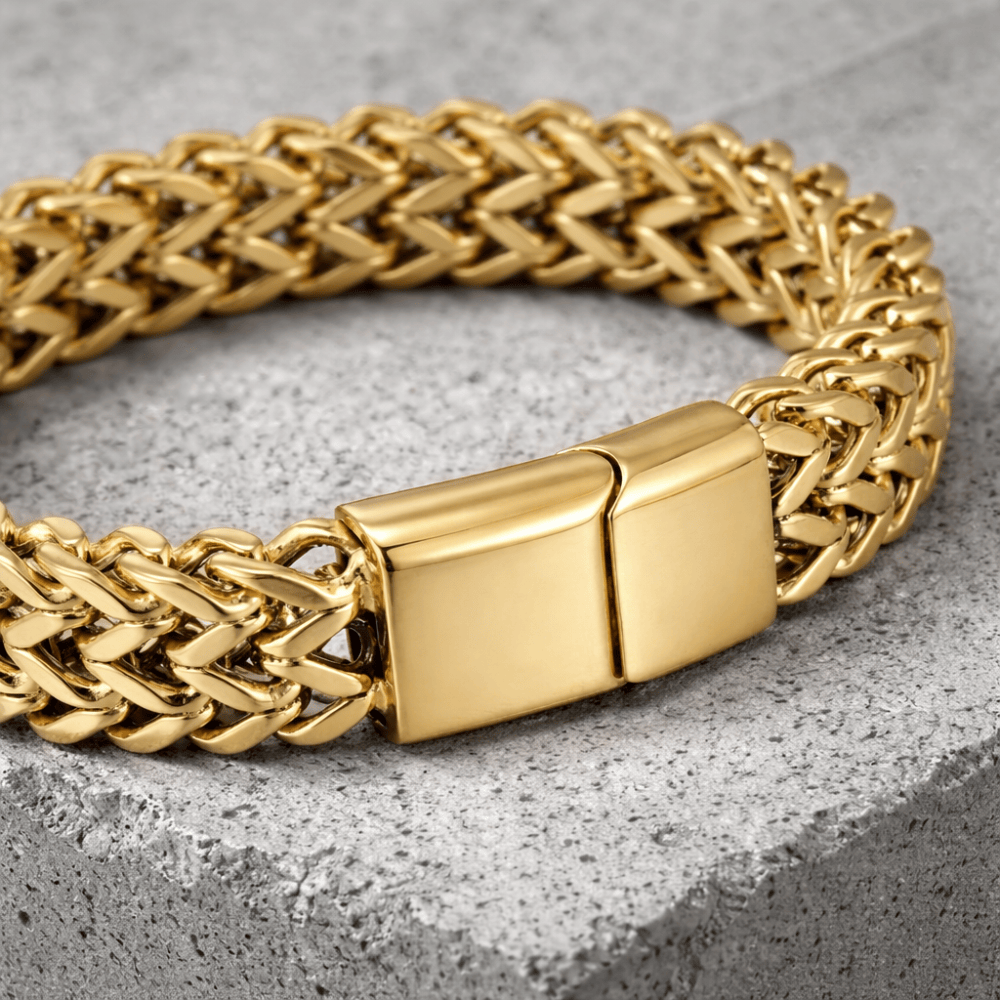 Gourmette Homme Moderne Maille Tressée Bracelet Acier