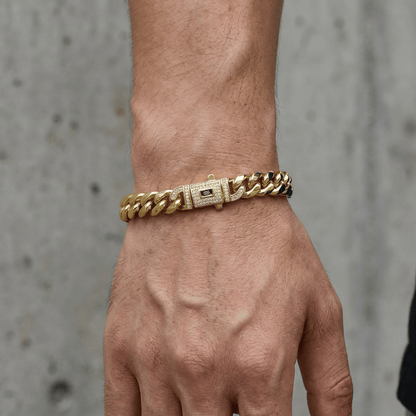 Bracelet Gourmette Homme Grosse Maille Fermoir Pavé