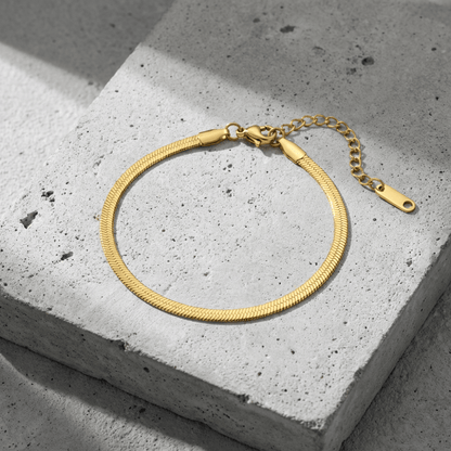 Gourmette Homme Plaqué Or Maille Serpent Bracelet Acier