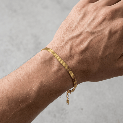 Gourmette Homme Plaqué Or Maille Serpent Bracelet Acier