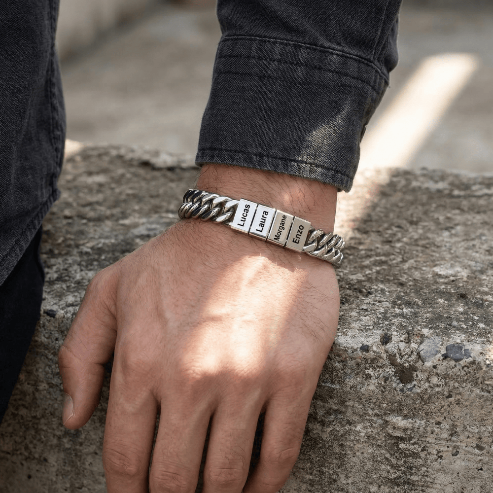 Gourmette Homme Personnalisable Prénoms Acier Inoxydable