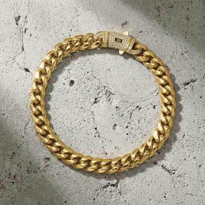 Bracelet Gourmette Homme Grosse Maille Fermoir Pavé