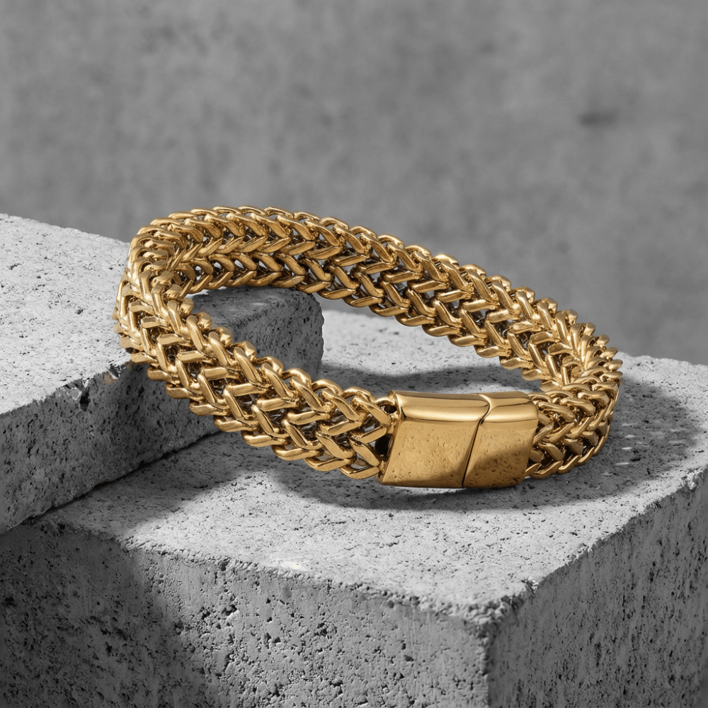 Gourmette Homme Moderne Maille Tressée Bracelet Acier