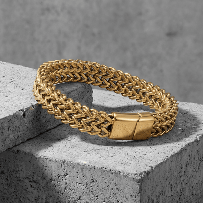 Gourmette Homme Moderne Maille Tressée Bracelet Acier